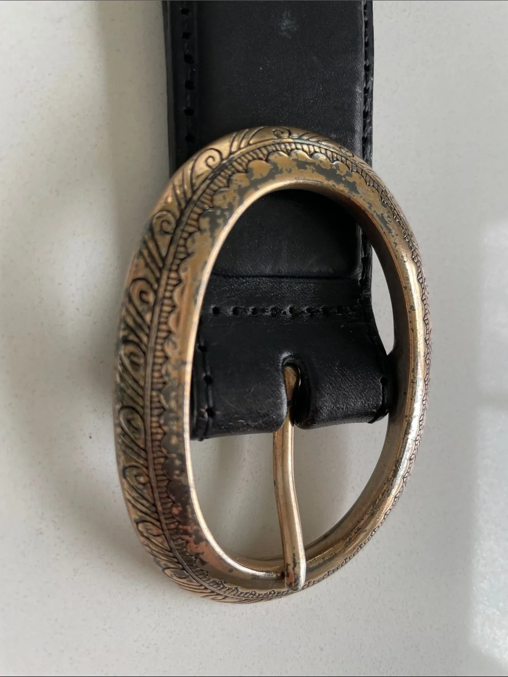 Vintage Brighton Black Braided Leather Belt Style 95703 Medium Western Boho